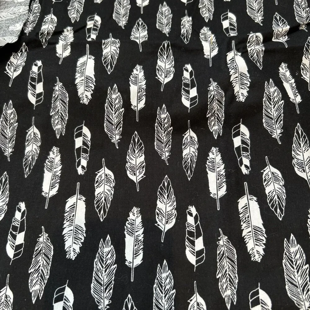Waverly Feather Print Cotton Quilting Fabric Black & White 27
